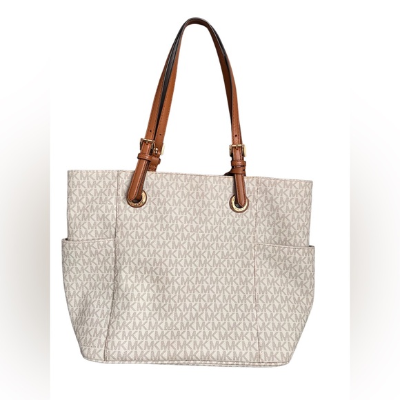 Michael Kors. Signature Logo Tote Bag. Color White-Cream. - Picture 10 of 16